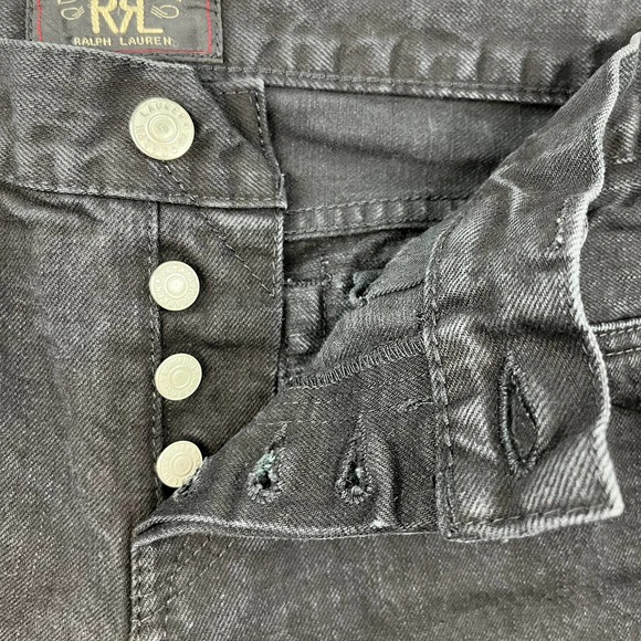 Vintage Ralph Lauren RRL Slim Black Denim Jeans Mens 29x34 Button Fly Made USA - Picture 7 of 10